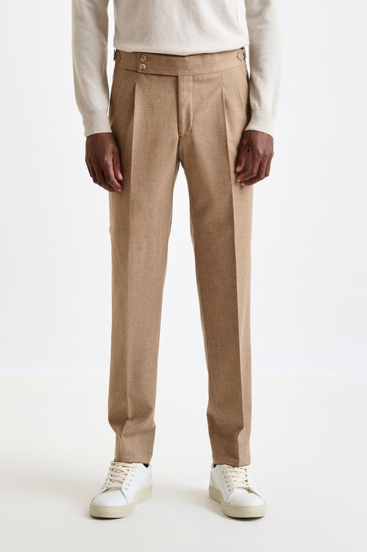 Camel Super Wool Farley Trouser Flannel Saxony