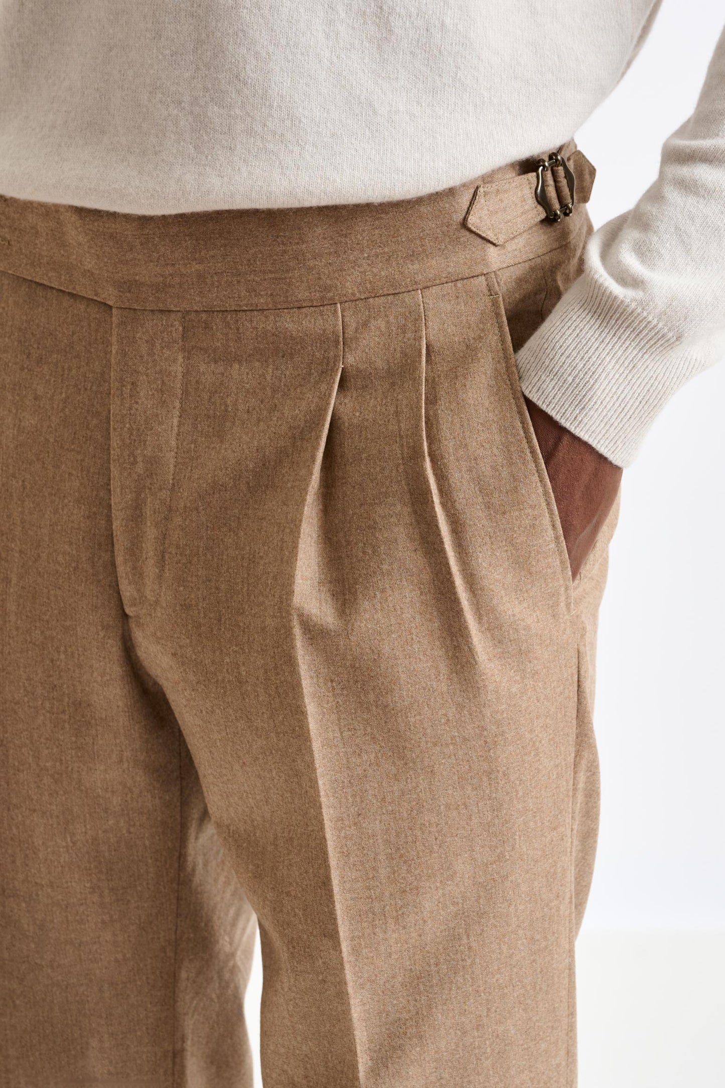 Camel Super Wool Farley Trouser Flannel Saxony