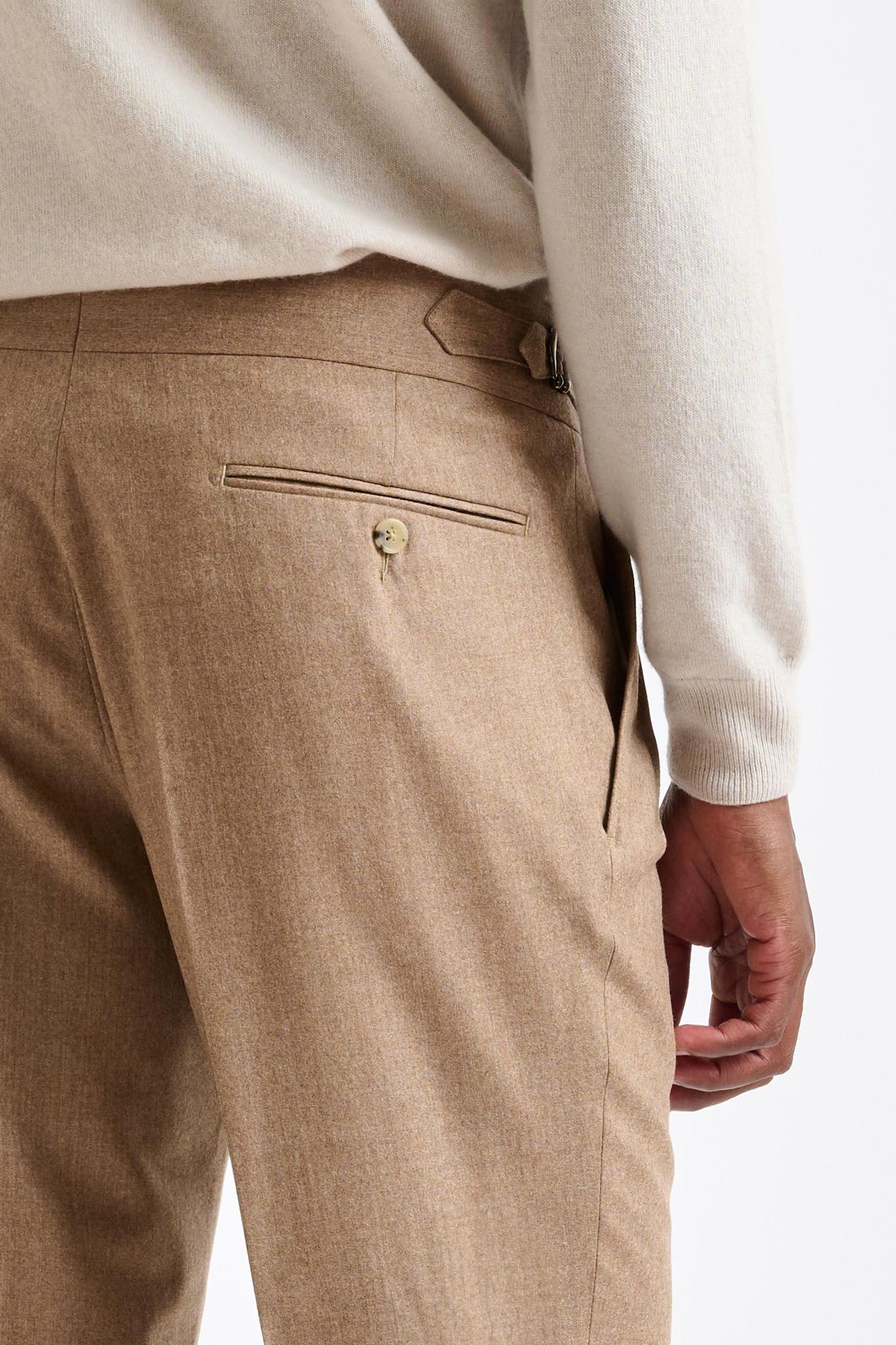 Camel Super Wool Farley Trouser Flannel Saxony