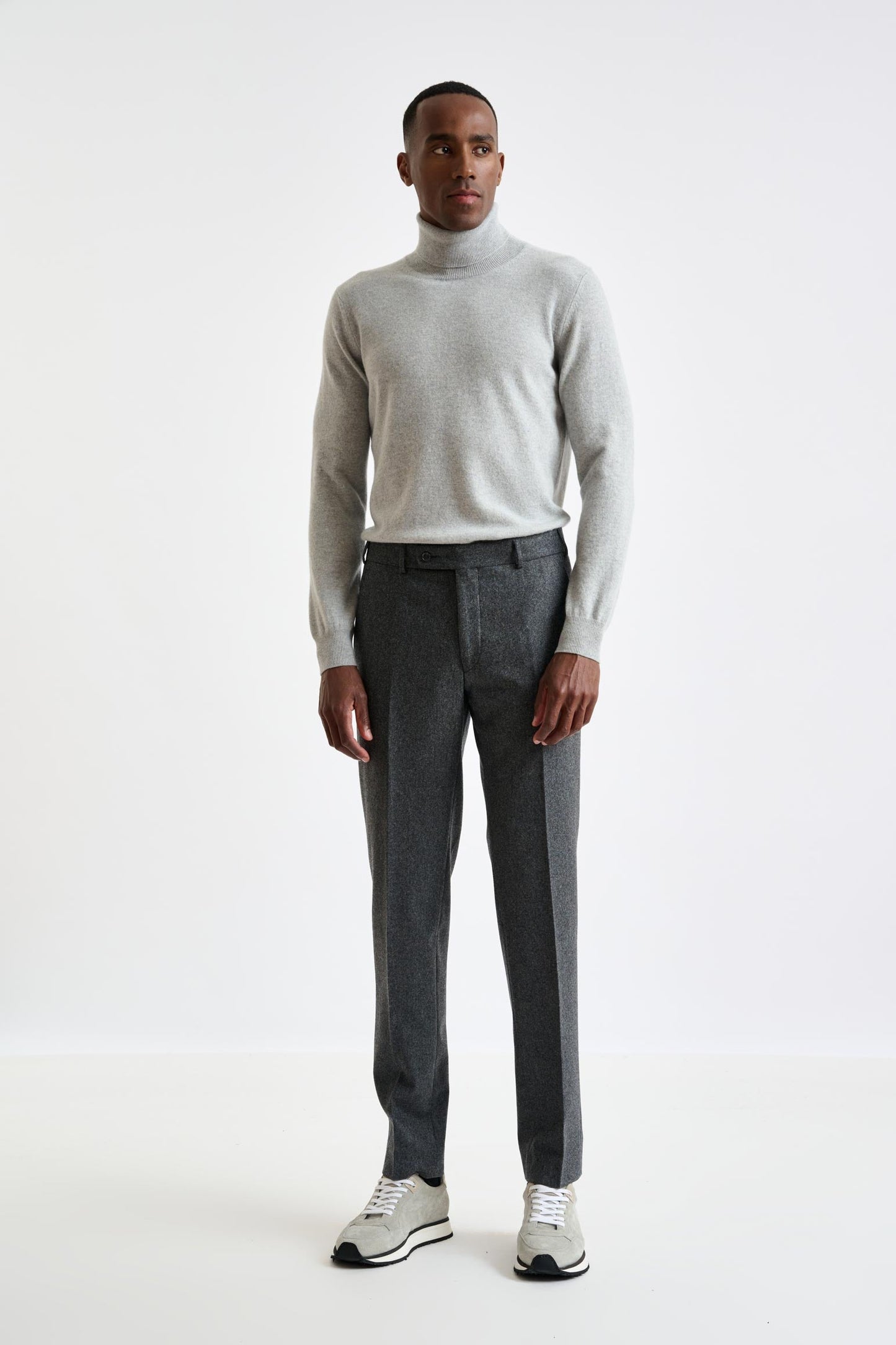 Light Grey Wool Farley Trouser Flannel Saxony