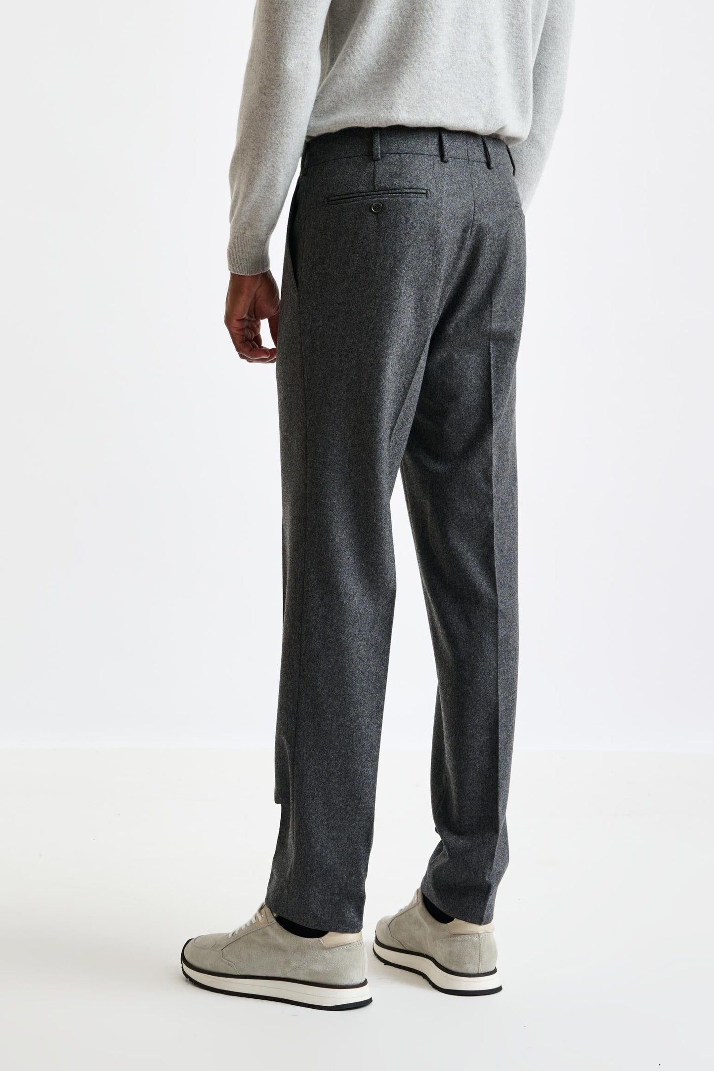 Light Grey Wool Farley Trouser Flannel Saxony