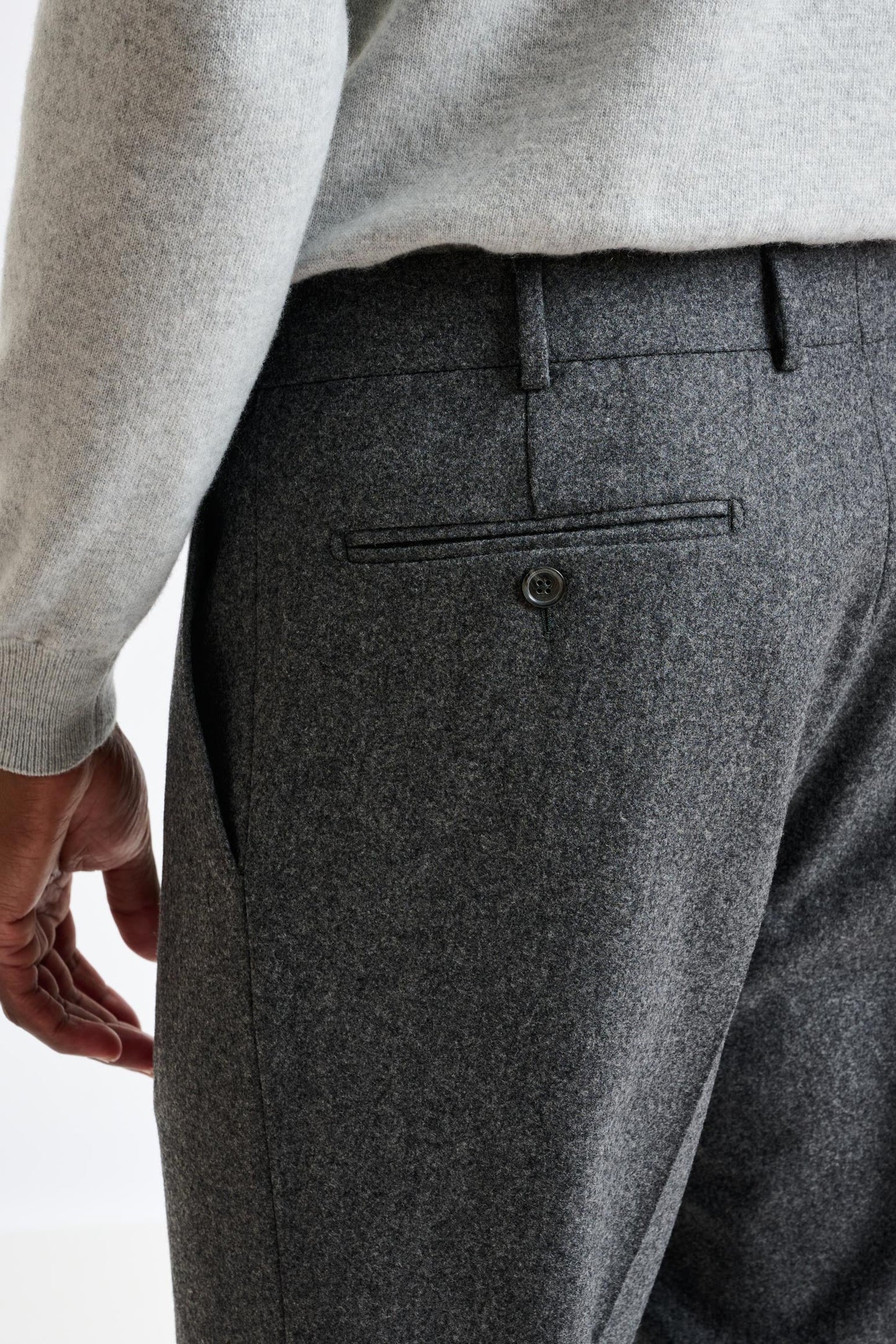 Light Grey Wool Farley Trouser Flannel Saxony