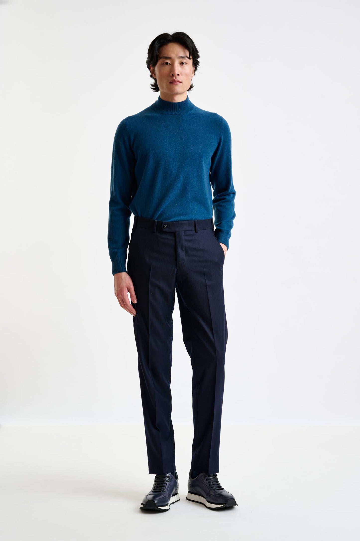 Navy Super 120's Wool Farley Trouser Flannel Saxony