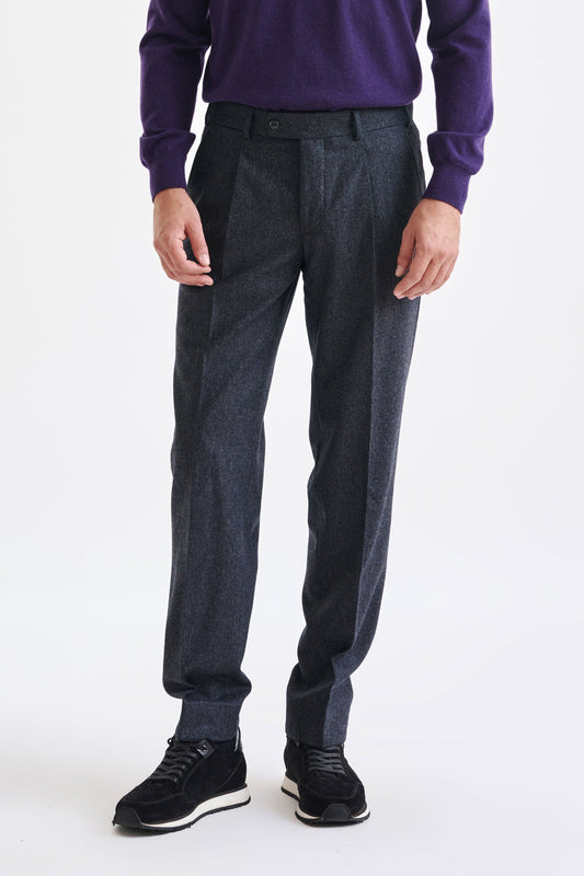 Dark Grey Super Wool Farley Trouser Flannel Saxony