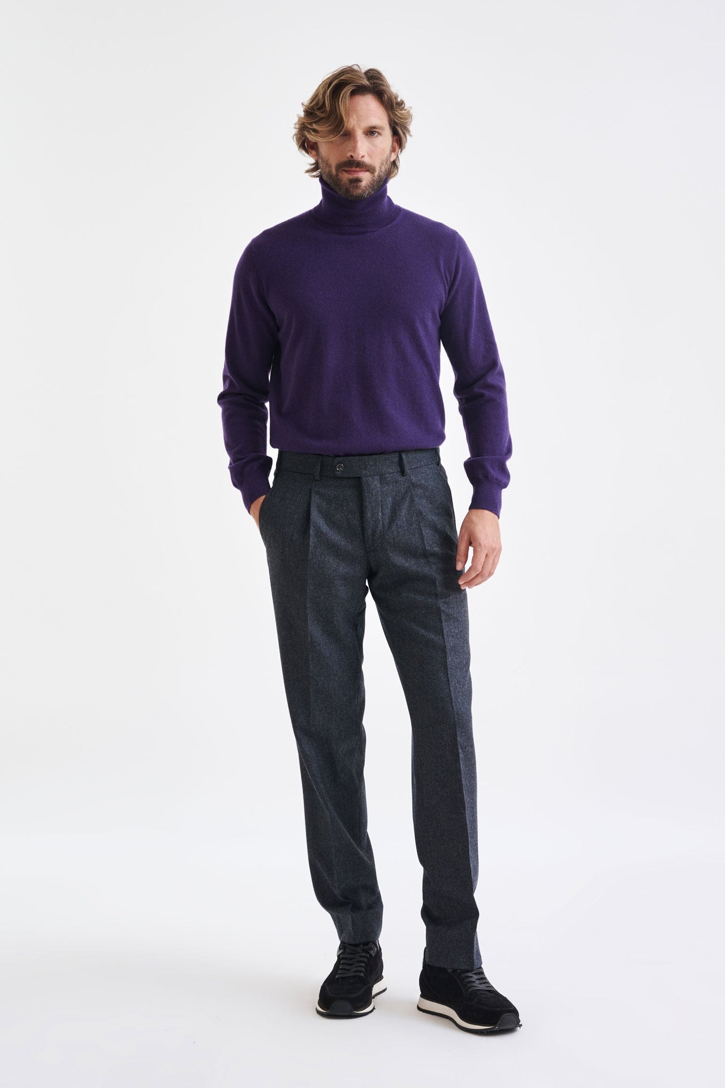 Dark Grey Super Wool Farley Trouser Flannel Saxony