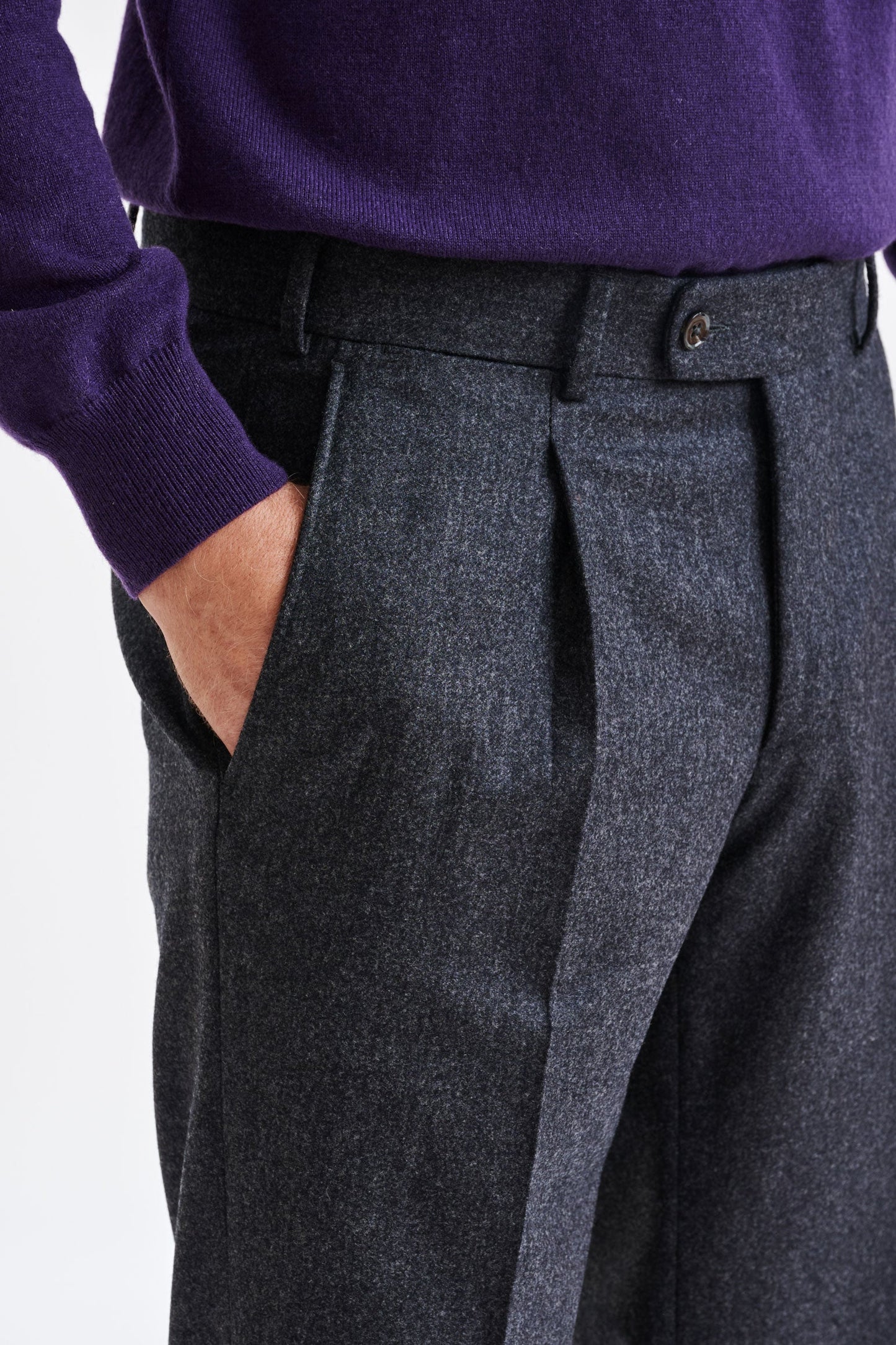 Dark Grey Super Wool Farley Trouser Flannel Saxony