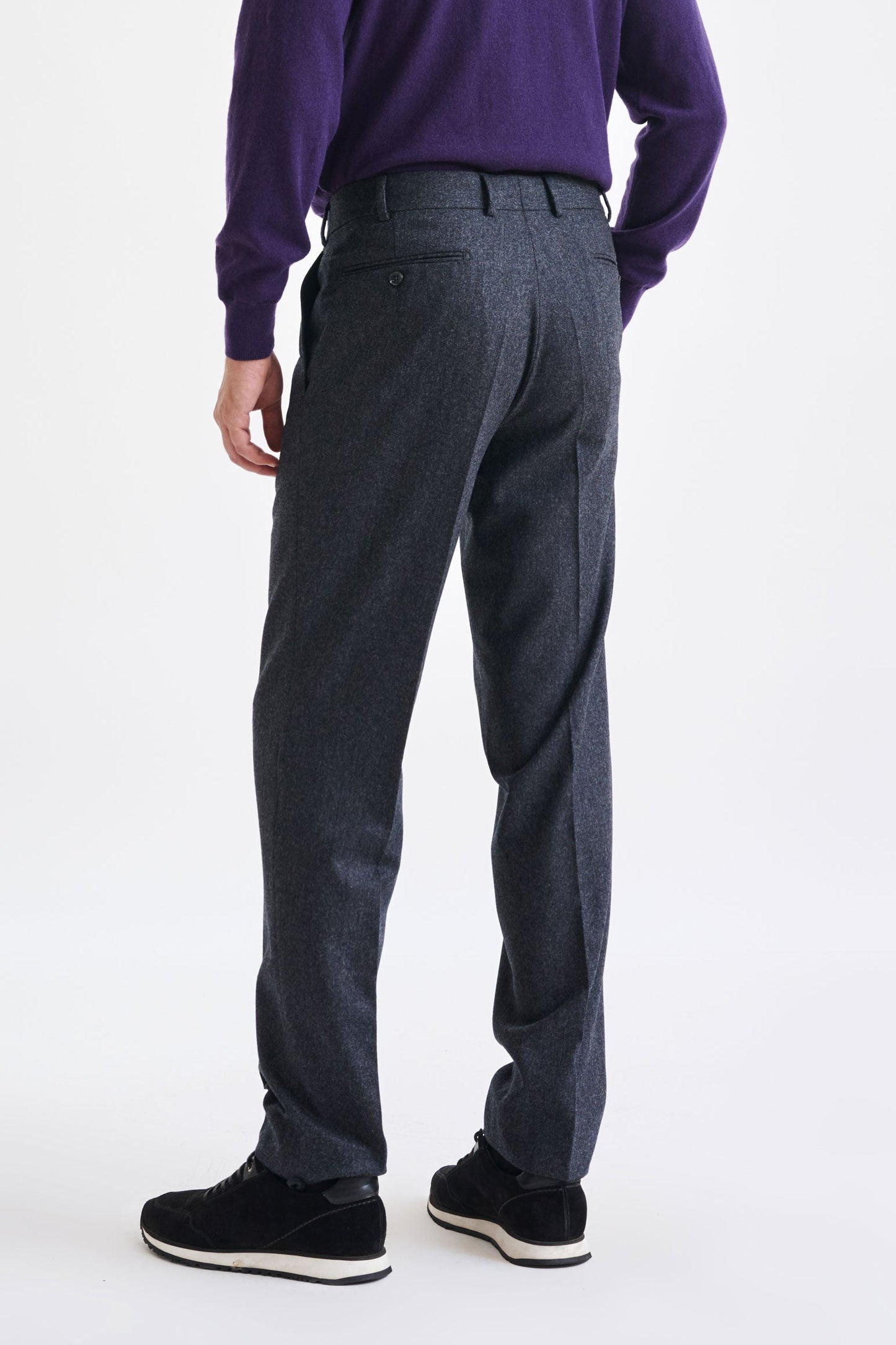 Dark Grey Super Wool Farley Trouser Flannel Saxony