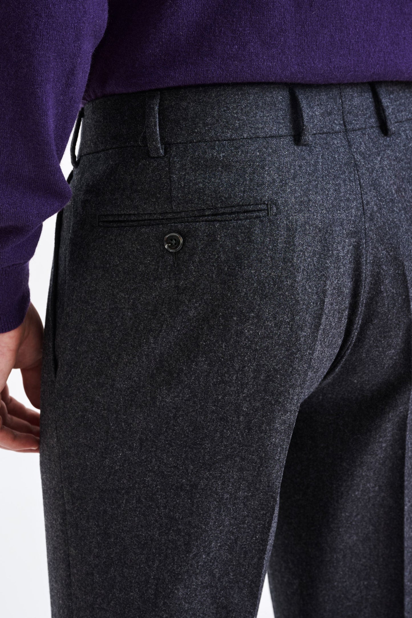 Dark Grey Super Wool Farley Trouser Flannel Saxony