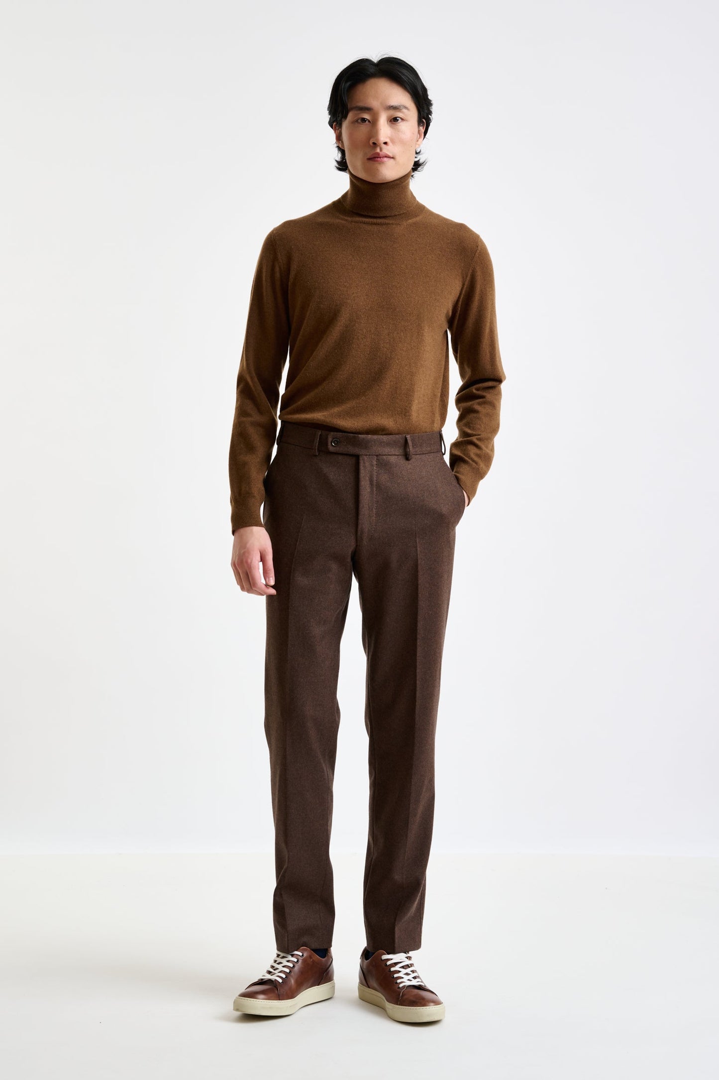 Brown Super Wool Farley Trouser Flannel Saxony