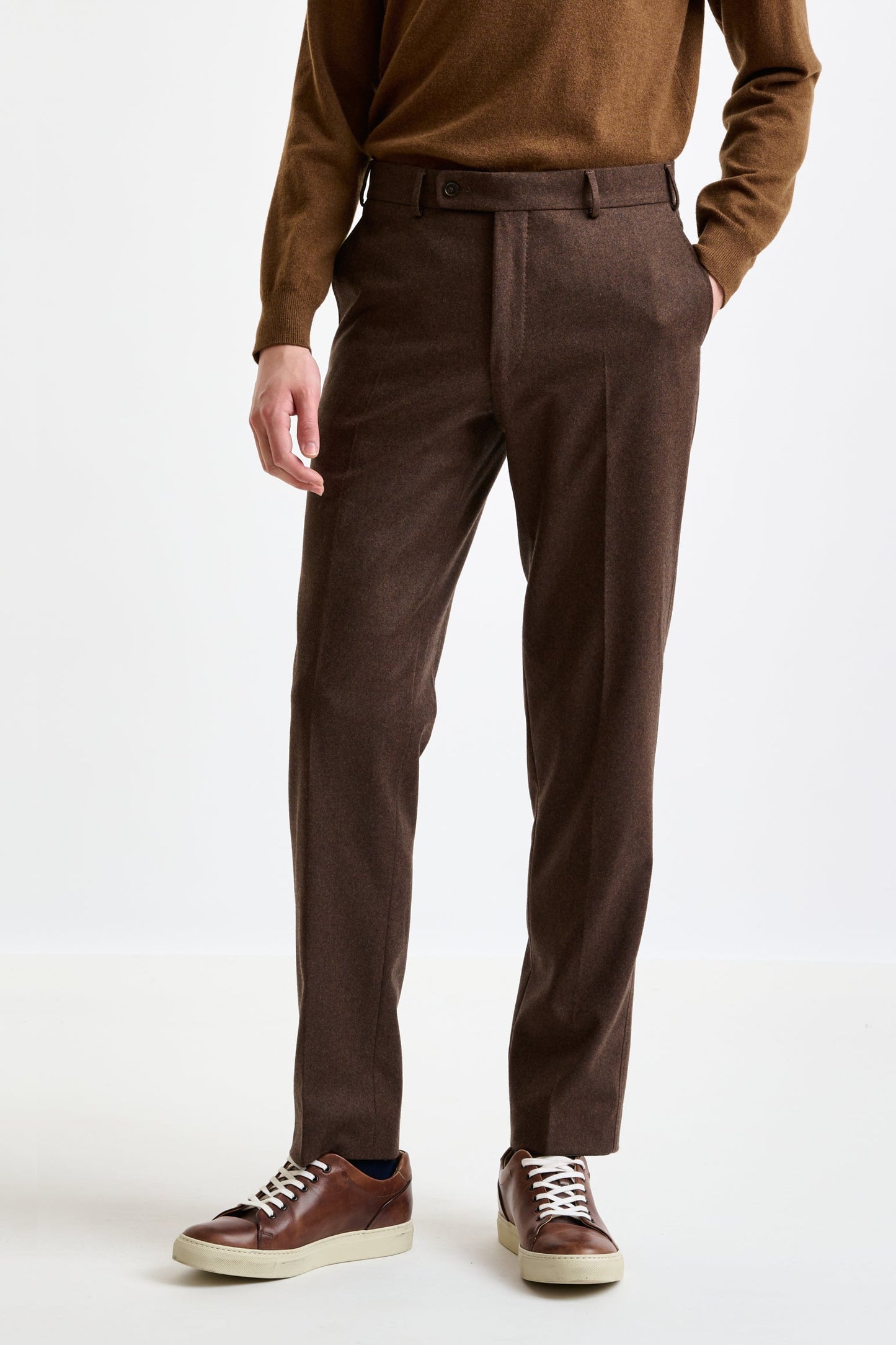 Brown Super Wool Farley Trouser Flannel Saxony