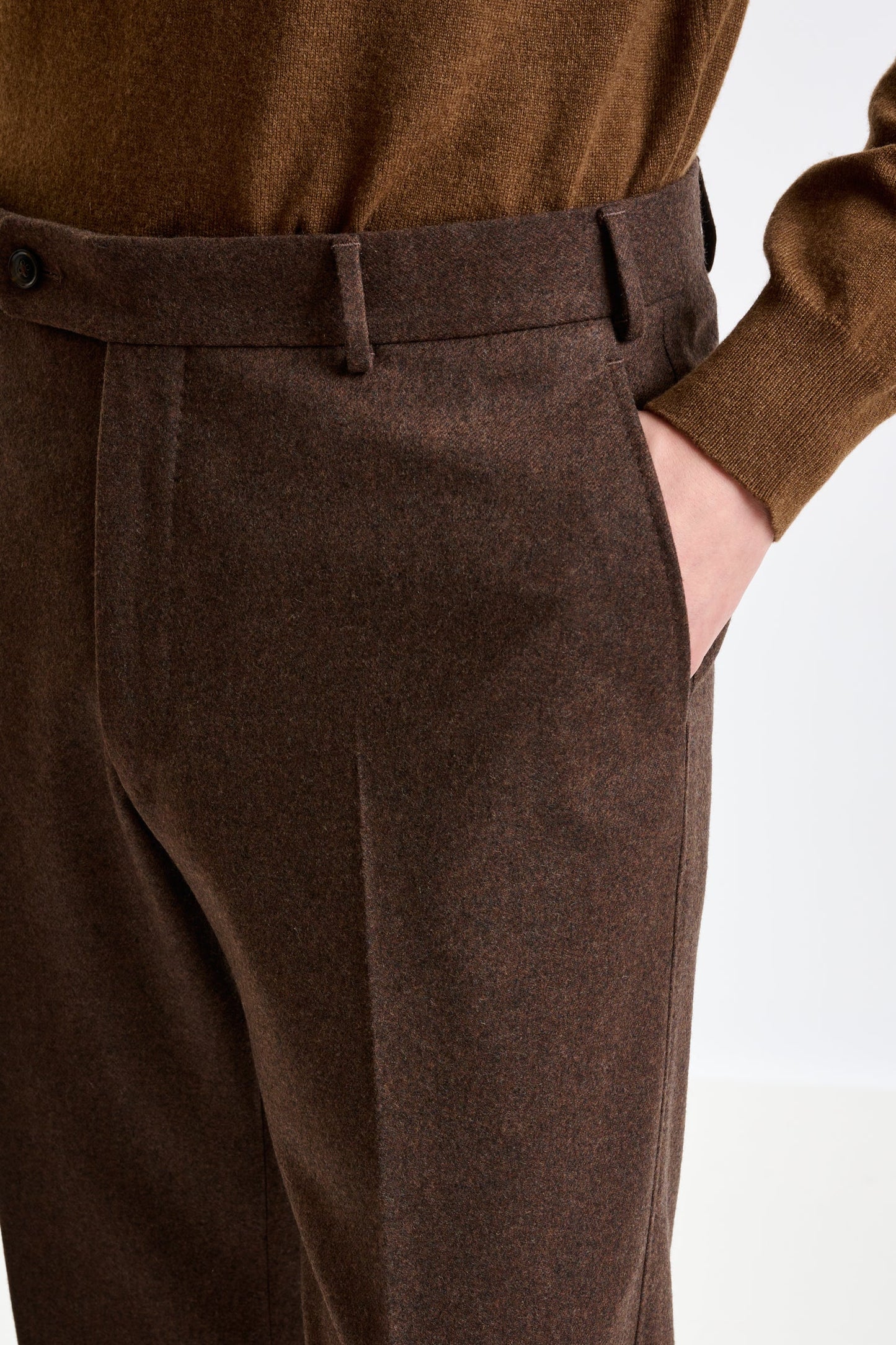 Brown Super Wool Farley Trouser Flannel Saxony