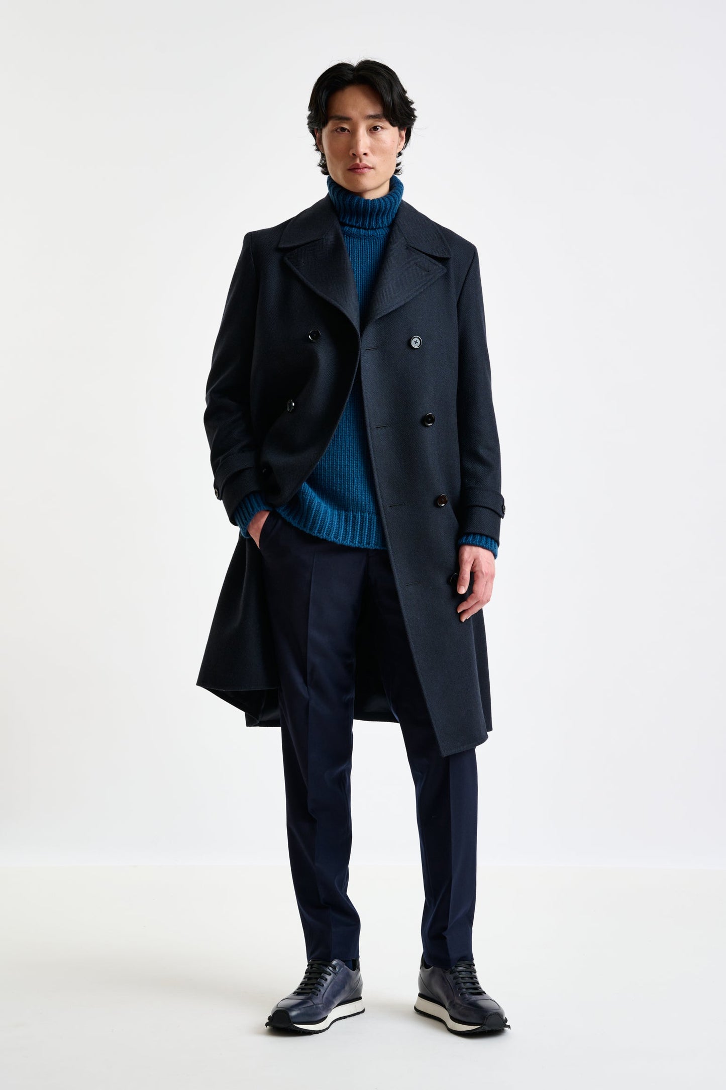 Dark Blue Wool Sheffield Overcoat Zeus