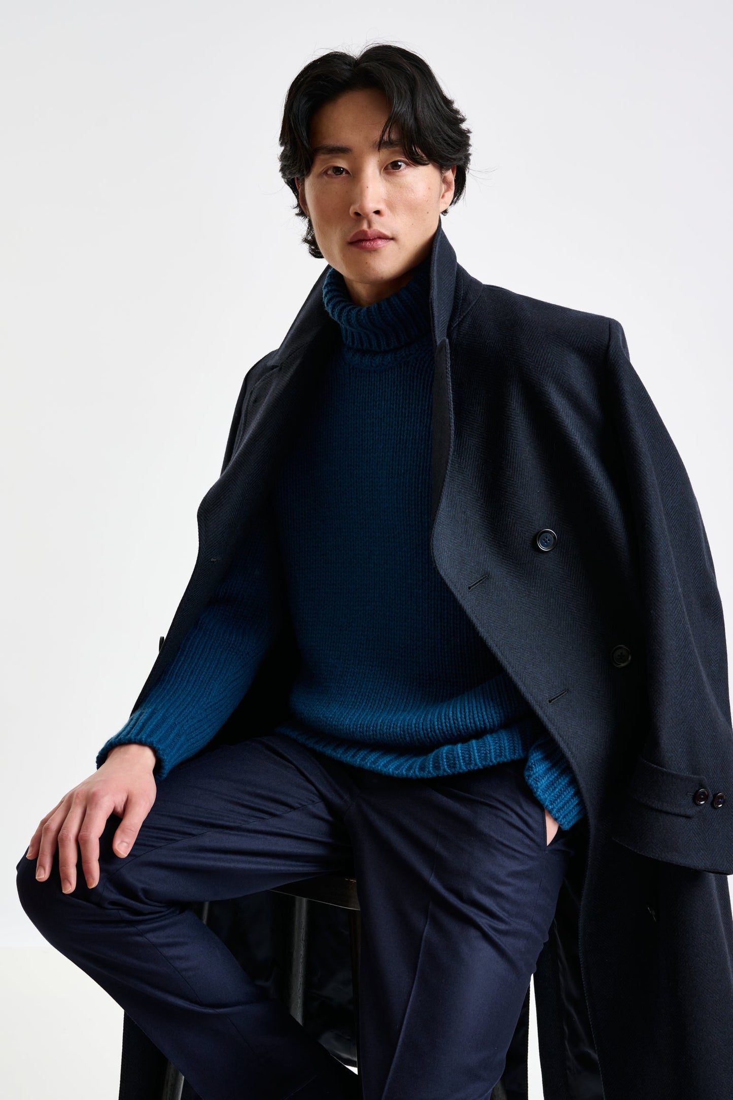 Dark Blue Wool Sheffield Overcoat Zeus