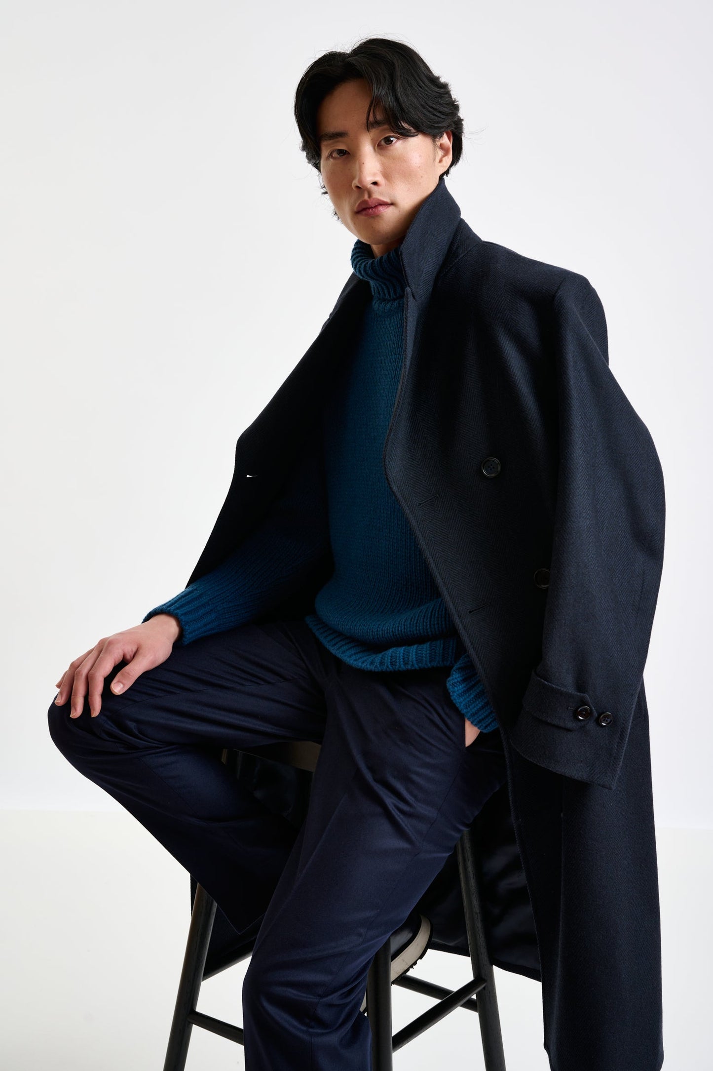 Dark Blue Wool Sheffield Overcoat Zeus