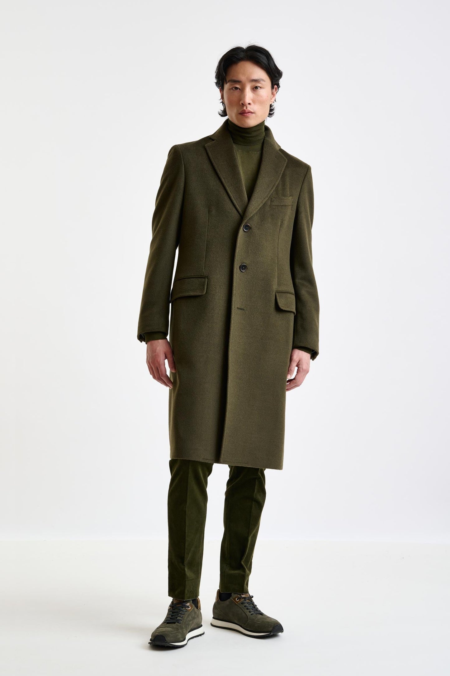 Olive Green Wool Hereford Overcoat Zeus