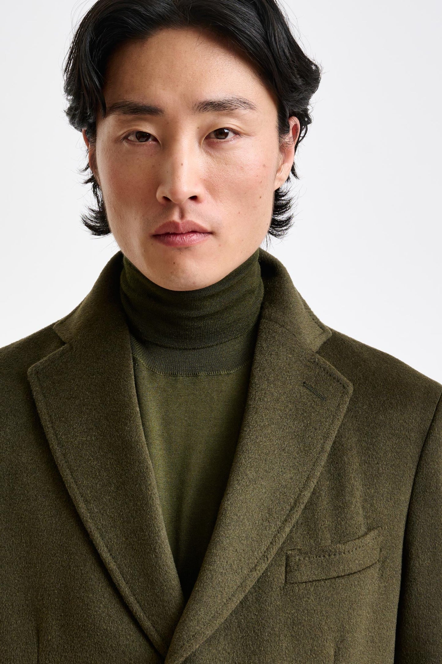 Olive Green Wool Hereford Overcoat Zeus