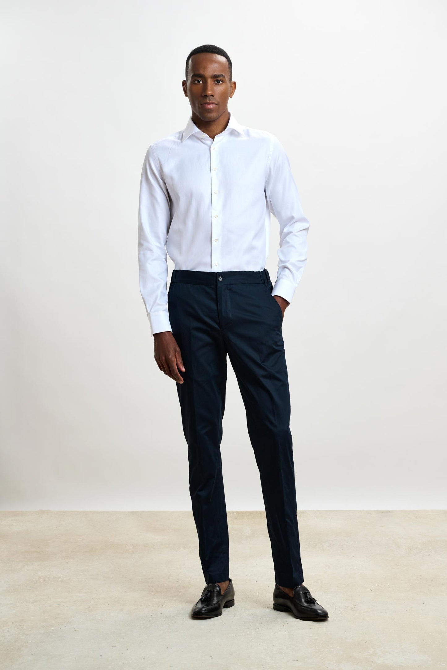 Formal Shirt Stripe herringbone White