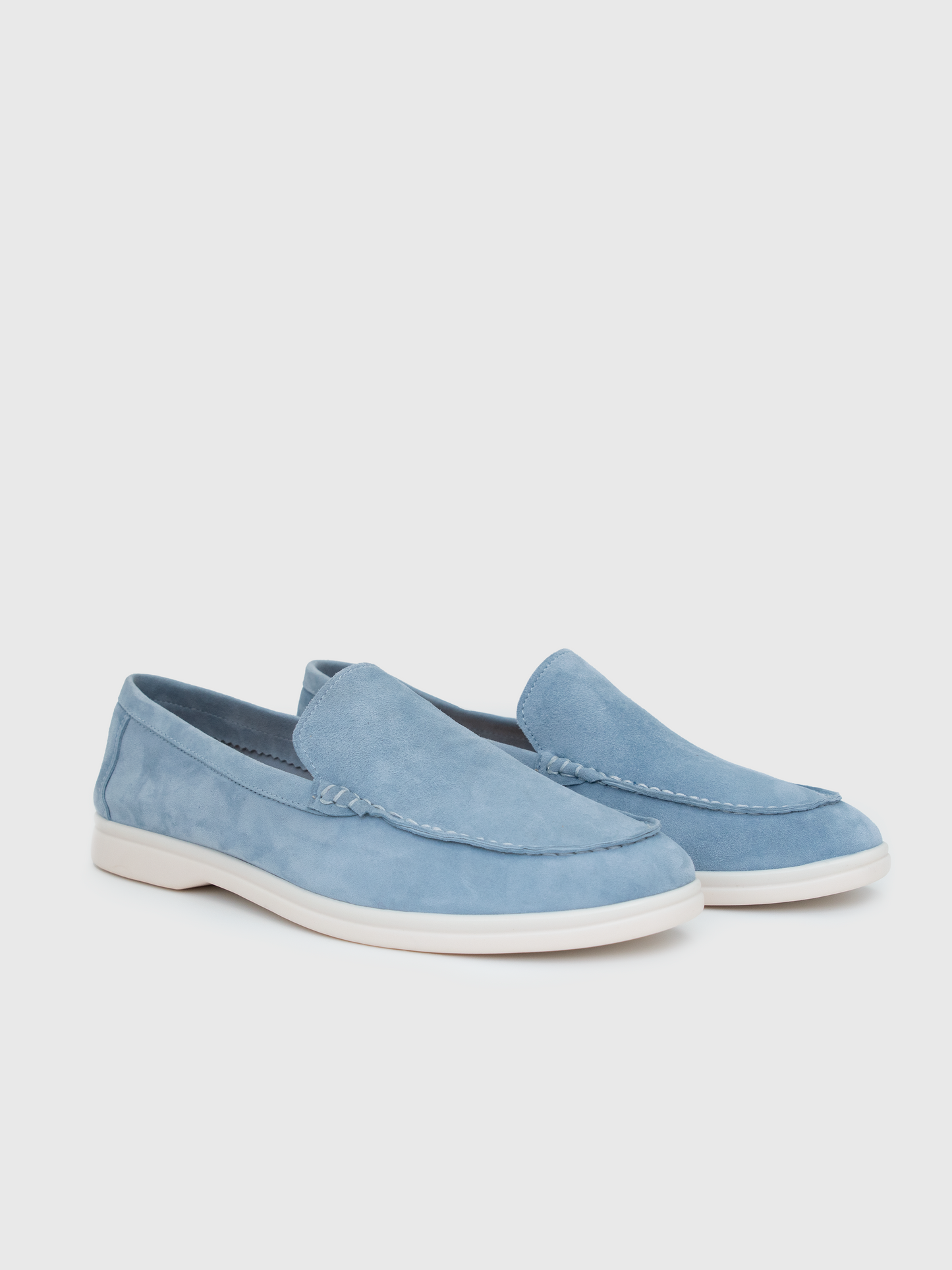 Marina Suede Loafers - Sky Blue